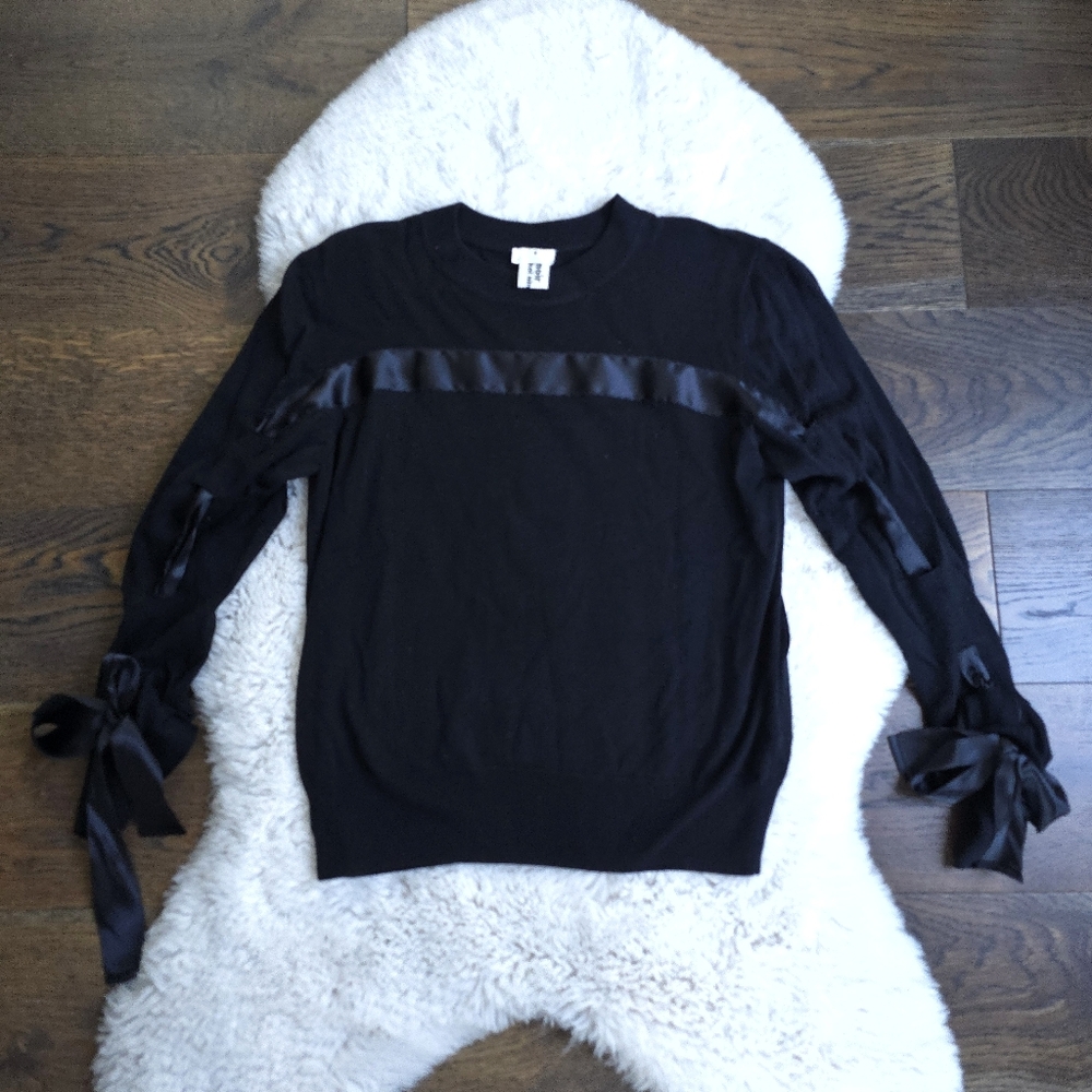 Noir Kei Ninomiya X Comme Des Garcon Coquette Goth Ribbon Silk Sweater - Picture 1 of 7